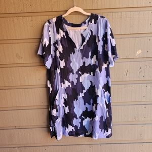 MUD PIE Margot shift dress camo blue black  sz Large